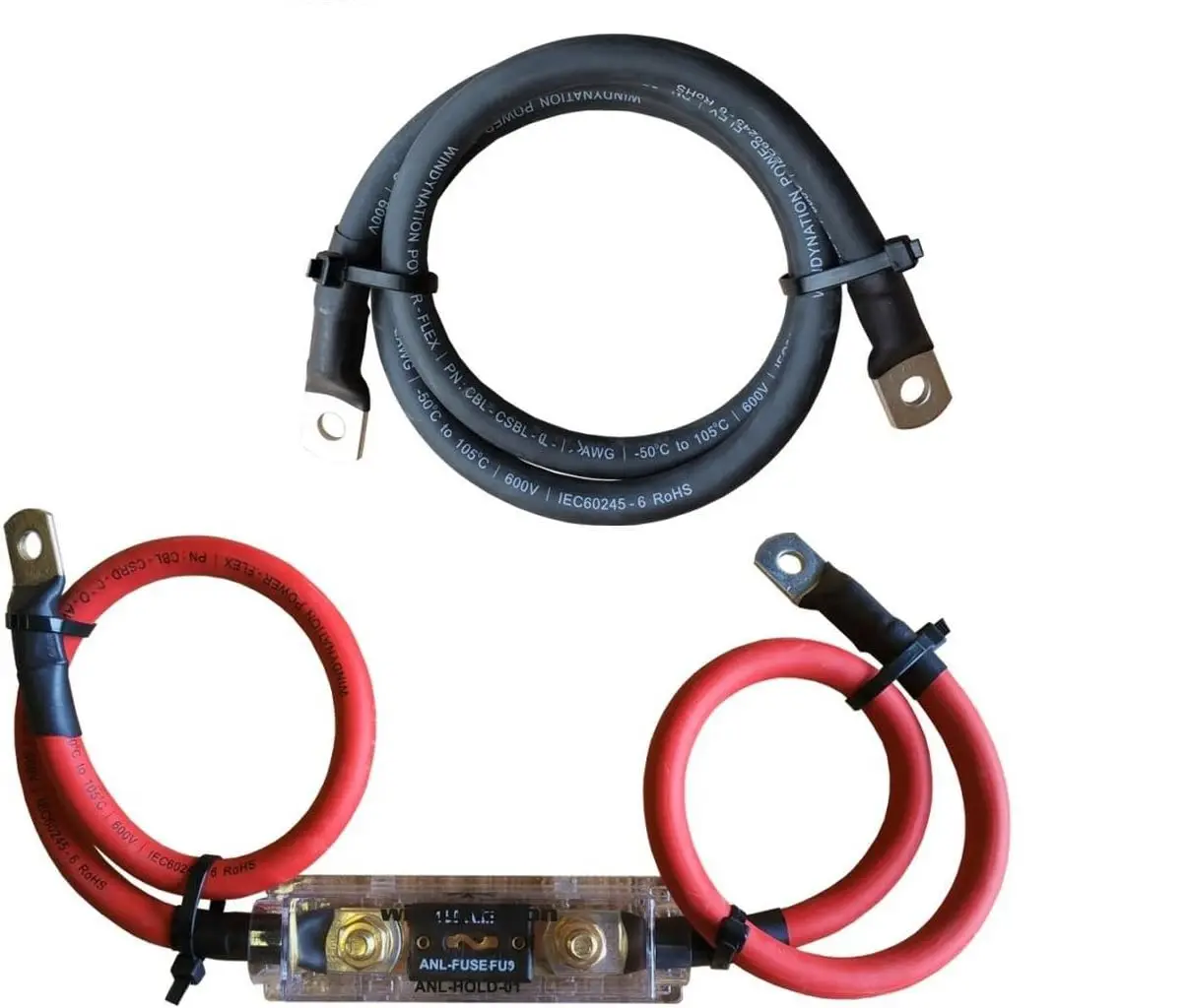 2 Gauge Power Inverter Battery Cable Kit, Including ANL Fuse Holder and 300A Fuse
