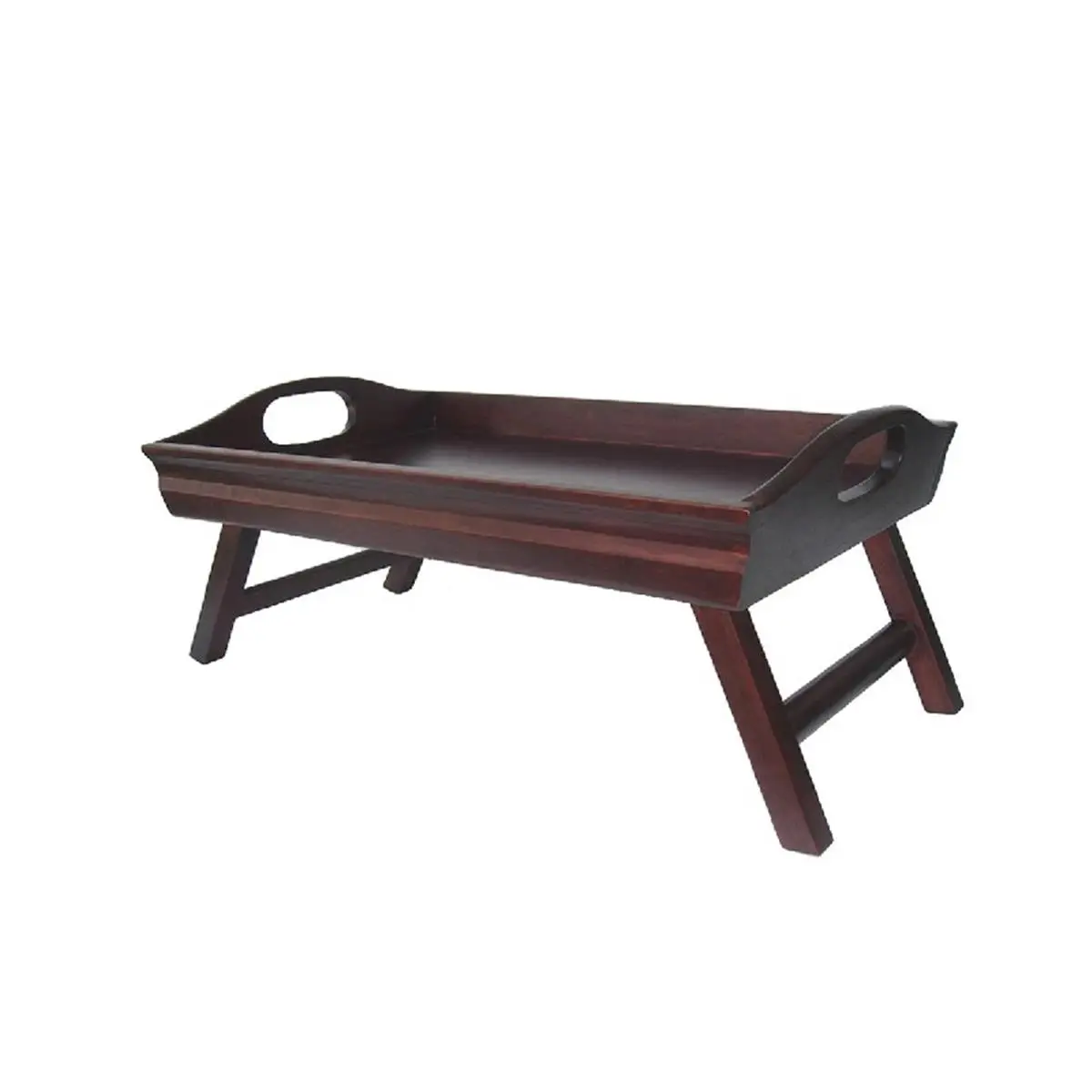 Winsome 94725 Sedona Bed Tray Curved Side Foldable Legs Large Handle- Antique Walnut