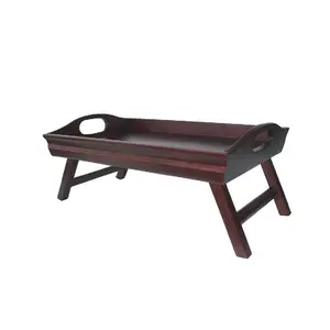 Winsome 94725 Sedona Bed Tray Curved Side Foldable Legs Large Handle- Antique Walnut