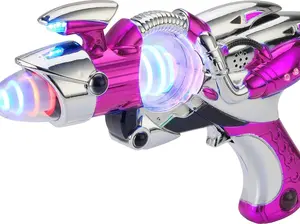 PLAYBEES Light-Up Noise Blaster Pink 11.5 Inches Super Spinning Space Sound Effects Futuristic Power Galaxy Ranger FX for Party Favor Novelty Toy Party Bag Stuffer Ages 5+
