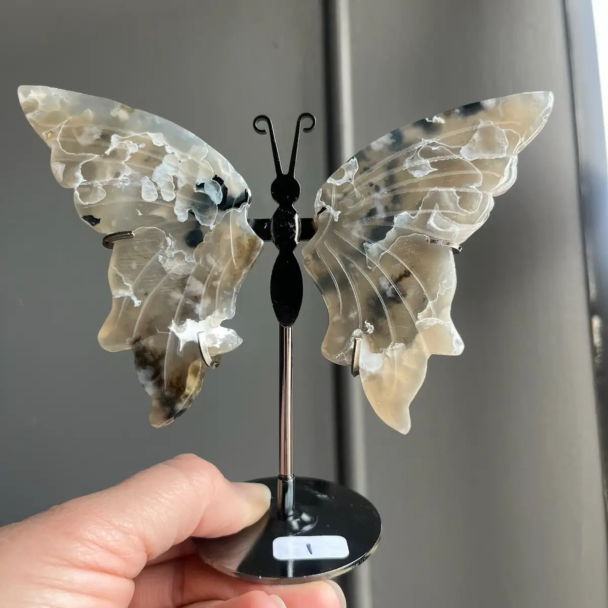 Volcano Agate Crystal Butterflies on Stand, Unique Grounding Stone Décor - Sapphire & Sage