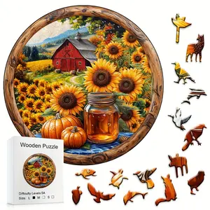 Sunflower Manor Animal Shape Wooden Box Jigsaw Puzzle, Handmade DIY Craft Kit, Perfect Gift for Home Decor & Creative Fun, Wooden Puzzles