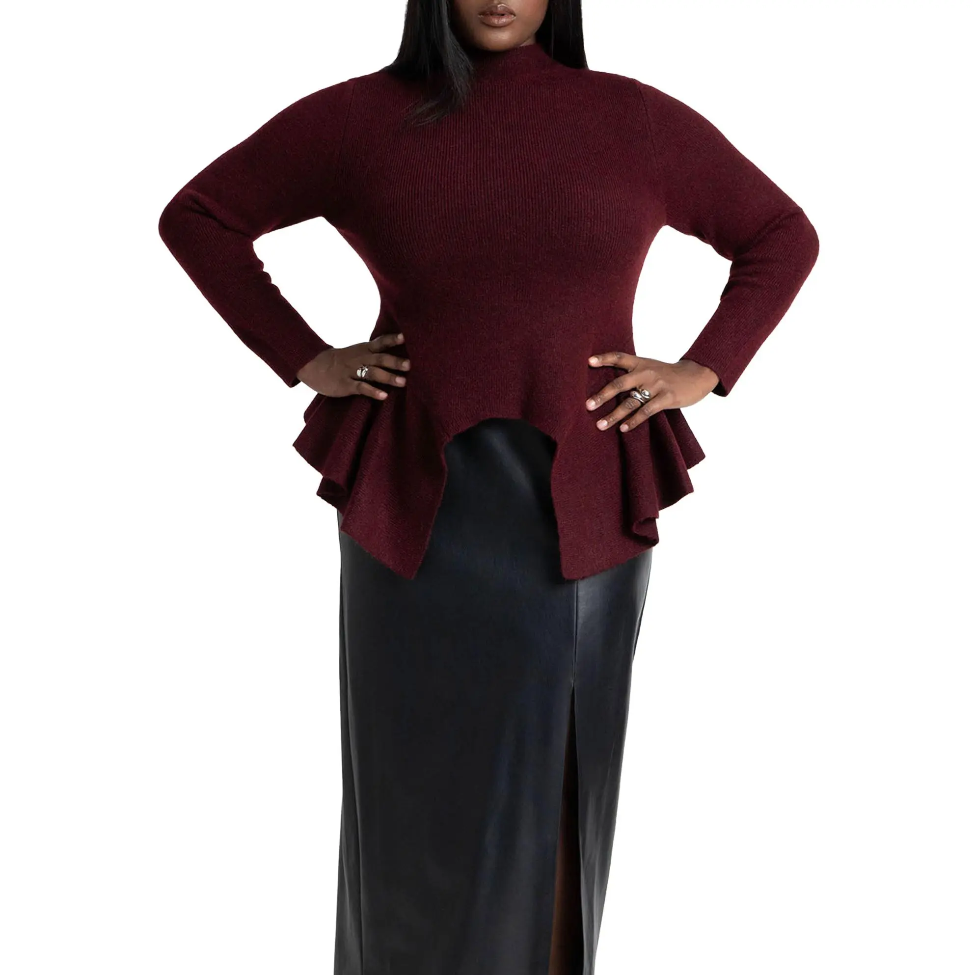 ELOQUII Women's Plus Size Peplum Sweater