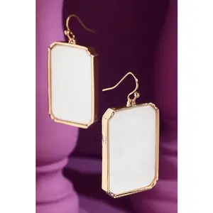 Rectangular Pearl Dangle Earrings