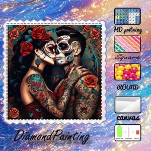 DIY 5D Flocking Diamond Painting Kit, AB Drill, Fairy Dust Drill, Crystal Drill, Couple, Flowers, Tattoo, Diamond Embroidery, Special Craft Diamond Art Set, Wall Decor, Gift for Family, Lover, Friends, Handmade Gifts