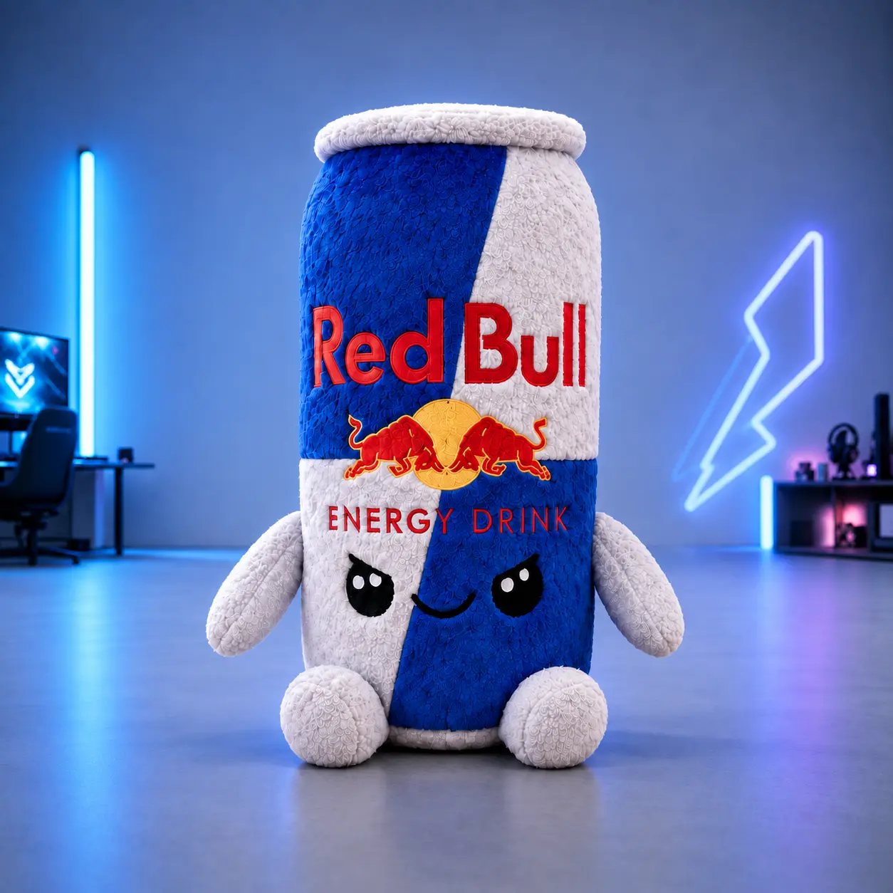 Red Bull  Energy Drink Can Plush Toy, 8.7 in Soft Plushie forGamer Desk Decor, Room Display & Fan Gift
