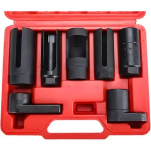 7pcs O2 Oxygen Sensor Socket Set 7/8", Oil Pressure Sending Unit Master Sensor Socket Tool Kit Universal Puller and Removal Tool  HARD EDGEHARD EDGE