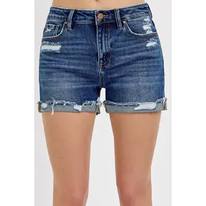 The Cuff Love Mid-Rise Cuffed Shorts (Dark) Risen Brand