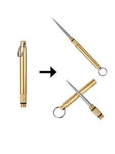 Portable Titanium Toothpicks, Pocket Toothpicks Keychain, Brass Toothpick Holder for Picnic Camping Accessories, Trendy Exquisite Keychain for Birthday Gift