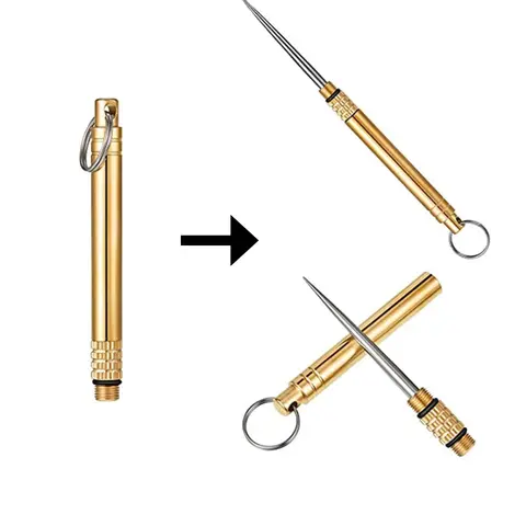 Portable Durable Lightweight Titanium Dental Pick Teeth Cleaning Tool Toothpicks, Daily Pocket Toothpicks Keychain, Brass Toothpick Holder for Picnic Camping Accessories, Trendy Exquisite Keychain for Birthday Gift