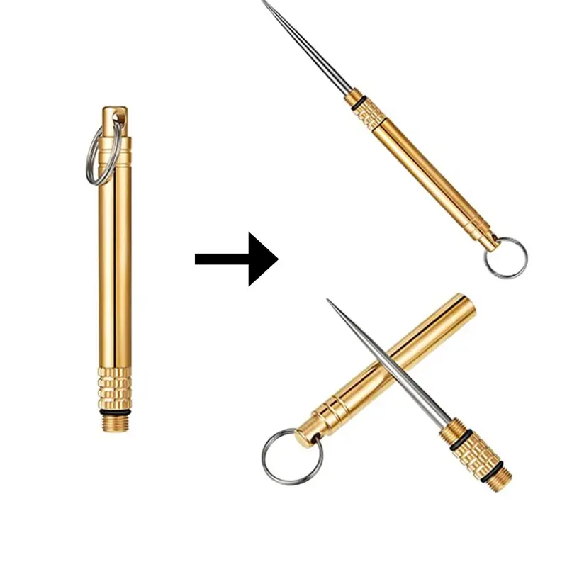 Portable Durable Lightweight Titanium Dental Pick Teeth Cleaning Tool Toothpicks, Daily Pocket Toothpicks Keychain, Brass Toothpick Holder for Picnic Camping Accessories, Trendy Exquisite Keychain for Birthday Gift