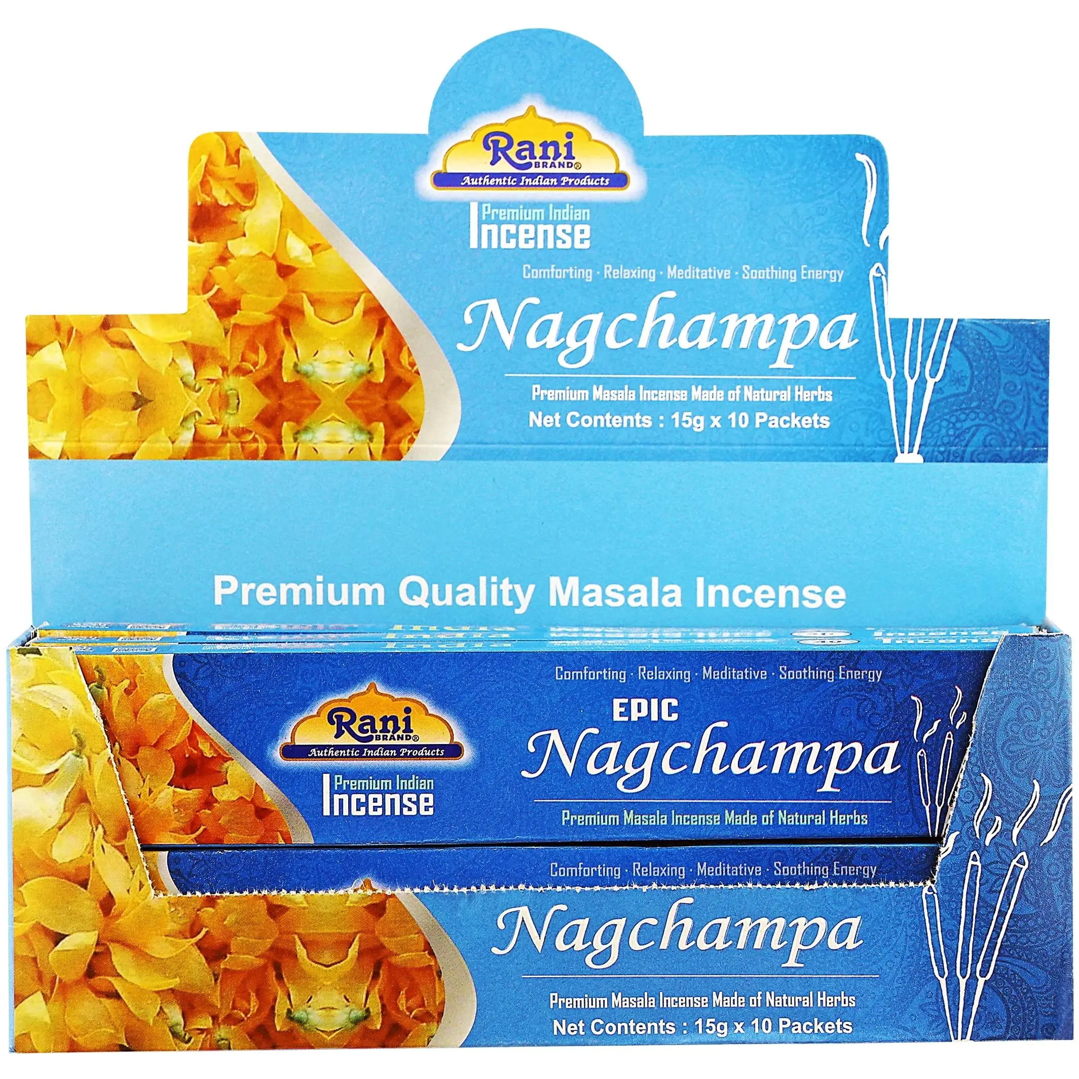 Rani Epic Nagchampa Incense (Premium Masala Incense Made of Natural Herbs) 15g x 10 Packets ~ Total of 100 Incense sticks | For Puja Purposes | Indian Origin