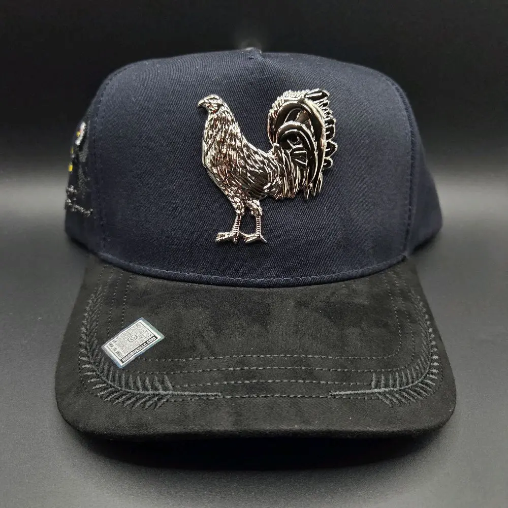 Gallo Fino BiggBoss Hat Navy Blue And Black with Rooster Emblem and Black Brim