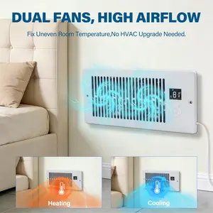 Register Booster Fan for 4” x 10” Register Holes, Improves Heating & Cooling Vents,window fan, 10-Speed Quiet Ventilation Fan with Thermostat , Negative Ion Air Vent Booster, Enhances Airflow & Home Comfort Heating circulation Warm Air Mode