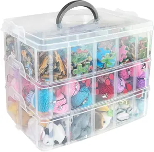 Guyuyii 3-Tier Stackable Bead Organizer with 30 Adjustable Compartments - Ideal for Kids’ Toys, Crafting, Sewing, Jewelry and Lego Pieces | Portable Handle for Travel, Classroom and Home Use