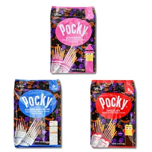 Glico Pocky Halloween Edition Assorted Flavors Family Size - Chocolate, Cookies & Cream, Strawberry - Crunchy & Festive Snack