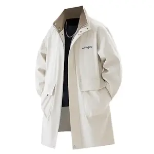 Trench Coat plus Size Men's Mid-Length Spring and Autumn New American Casual Coat Overweight Man Loose plus-Sized Oversized Coat