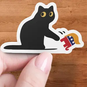 Black Cat Anti Trump Sticker, Subtle FDT Sticker, Sarcastic Cat Liberal Decal, Not My President Resist Vinyl Sticker