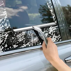 Stainless Steel Car Cleaning Scraper, Car Glass Window Home Shower Glass Door Scraper with Holder, Dual-use Window Mirror Glass Cleaning Tool