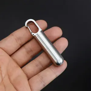 Stainless Steel Multi-Compartment Hanging Hook Small Medicine Box Healthcare, Moistureproof Sealed Bottle Case Keychain Storage Container