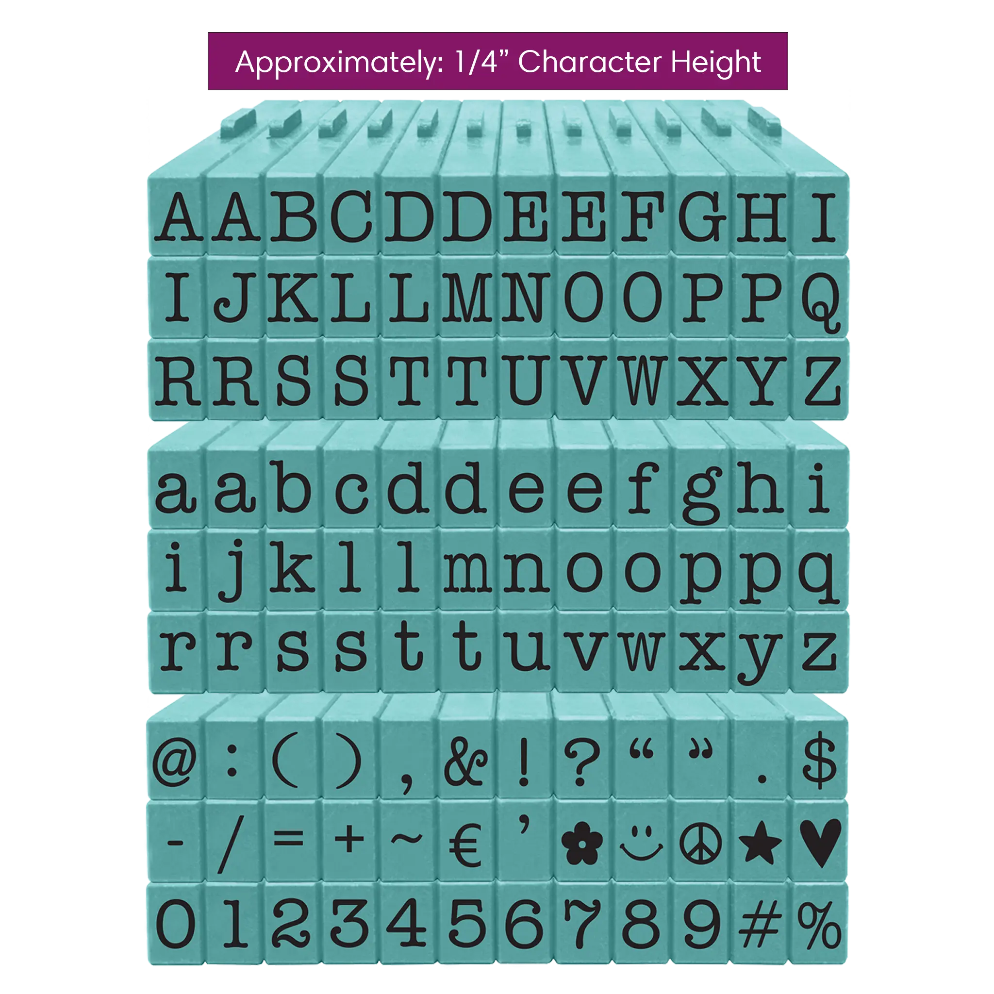 Pegz® Medium Size 108-Piece American Typewriter Alphabet, Numbers and Symbols Connectable Stamps Bundle