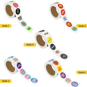 StickerJet Reward Stickers Roll, 2x2 Inch Round Labels, 500 Count, Motivational Encouragement Stickers, Self-Adhesive Classroom Reward Labels for Kids & Teachers