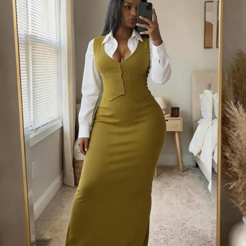 Women's Winter 2026 Loose Fit Two Piece Set Long Sleeve Top & Maxi Skirt Casual Lounge Outfit