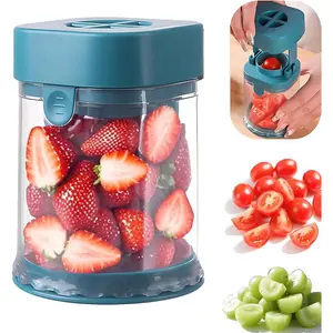 New Grape for Toddlers, Quarter Slicer Tool Into 4 Pieces for Slicing Grapes, Strawberries, Cherry, Tomatoes (Blue)