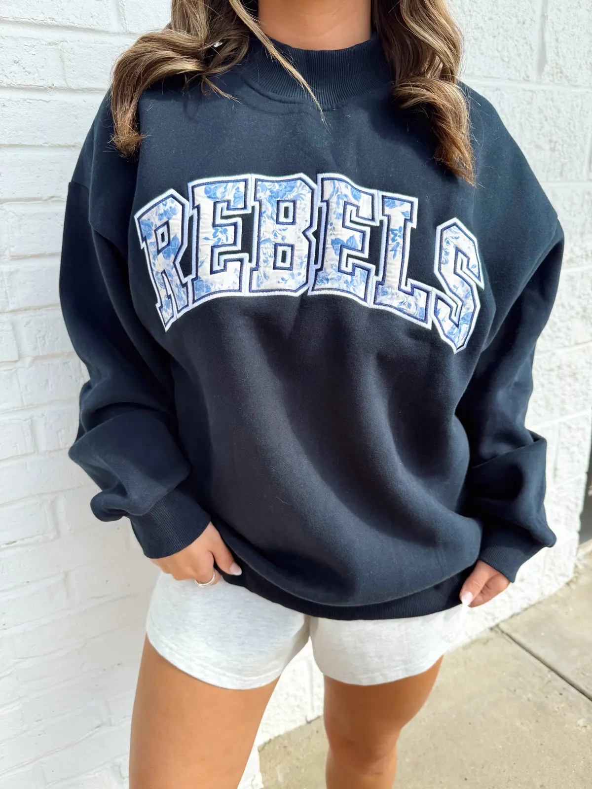 Floral Rebels Mock Neck Sweatshirt