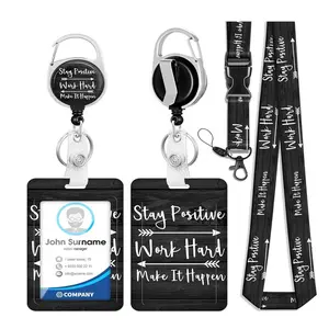ID Badge Holder Set, 1 Count ID Card Holder with Lanyard & Retractable Badge Reel, Identification Badges & Supplies for Office School