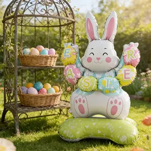Standing Easter Bunny Balloon Decoration, Letter Balloons, 59 Inch Letter Rabbit Shape, Birthday Party Celebration, Indoor Outdoor Room Setup