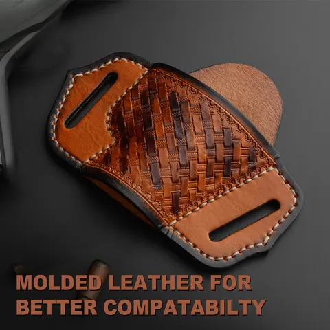 1911 Model Half-Cut Leather Holster - Hand-Sewn OWB Hanging Holster with Secure Fit, Enhanced Protection for Shooting, Hunting & Patrolling