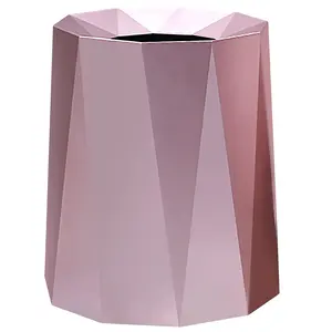 Luxurious Nordic Trash Can,Open Top Geometric Garbage Can,Double Barrel Trash Bin,Waste Basket w/ Removable Plastic Bin,Living Room, Bedroom, Bathroom Trash Can,8L/2.1Gal Garbage Bin, Rose Gold