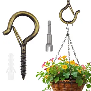 26/35/50pcs Screw Hooks, Ideal for Hanging Plants, Outdoor Lights, Garden Lamps, Wall Ceiling Wind-Resistant S-Type Screws (bronze Color)