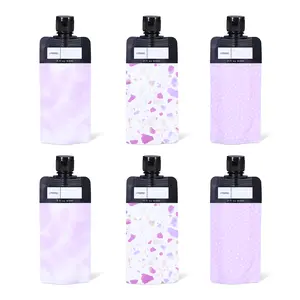 6/12 Pack TSA Approved Travel Pouches | Leak Proof Refillable Squeeze Containers, Pink & Purple