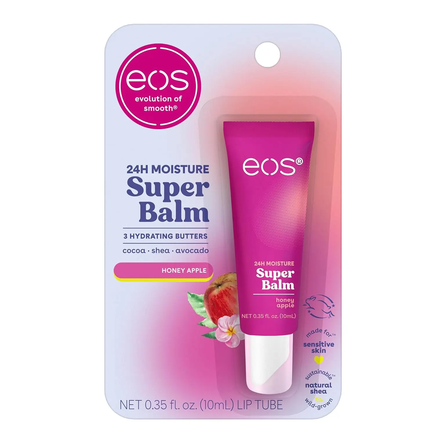 eos 24-Hour Moisture Super Balm, Honey Apple, 0.35 Fl Oz – Day or Night Lip Treatment for Sensitive Lips, Hydrating Lip Balm and Moisturizer