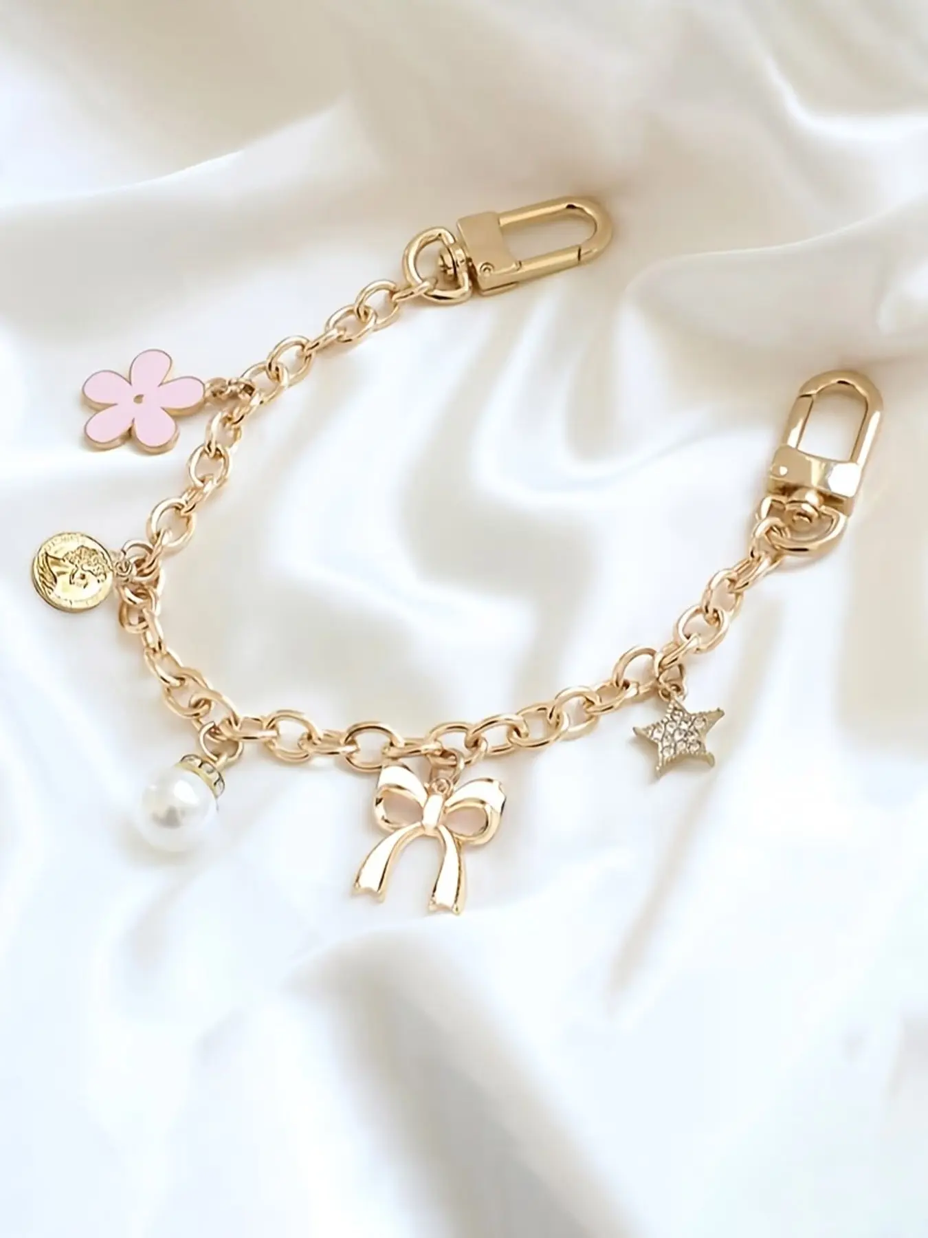 Bow Money Bag Chain Imitation Pearl, Charming Pearls Bag Decoration Accessories - Bag Extender Extension Chain - Handbag Shoulder Strap - Zinc Alloy Chain Decoration Pendant - Fashionable Chain Strap - Chain Accessory - Bag Chains For Handbags