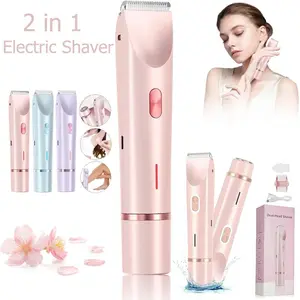 Women's Electric Razor Dual Head Pain-Free Bikini Trimmer, Detachable Hair Removal Razor for Ladies, New Lithium Ion Batteries Included, Body Hair Trimmer