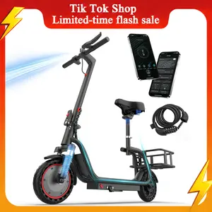 H2 electric scooter with seat ,350W brushless motor, 36V 5.2Ah/36V 9Ah battery, range of 14-18 miles, top speed of 19 mph (31 km/h), supports APP control, one-button locking, maximum load capacity of 265 lbs, fuel-efficient commuting choice.