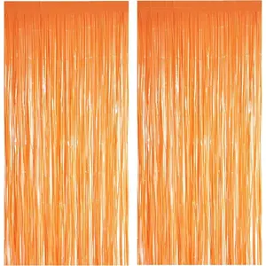 Orange Tinsel Curtain Party Backdrop GREATRIL Foil Fringe Curtain Party Streamers for Fall Thanksgiving Day Birthdays Doorway Easter Coco Theme Day of The Dead Party Decorations 2 Packs