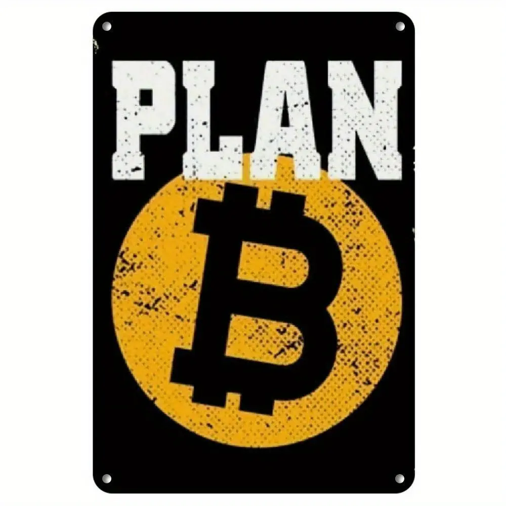 8x12 in Bitcoin Cryptocurrency Steel Wall Art Sign - 1pc Rectangular Plaque, Home Supplies Wall Hanging for Indoor Home, Bar Decor Metal Sign, 8X12 Inch