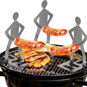 3-Piece Barbecue Sausage Rack Set, Stainless Steel Hot Dog BBQ Tools, Fun Outdoor Grilling Accessories, Essential Humorous Gifts for Men