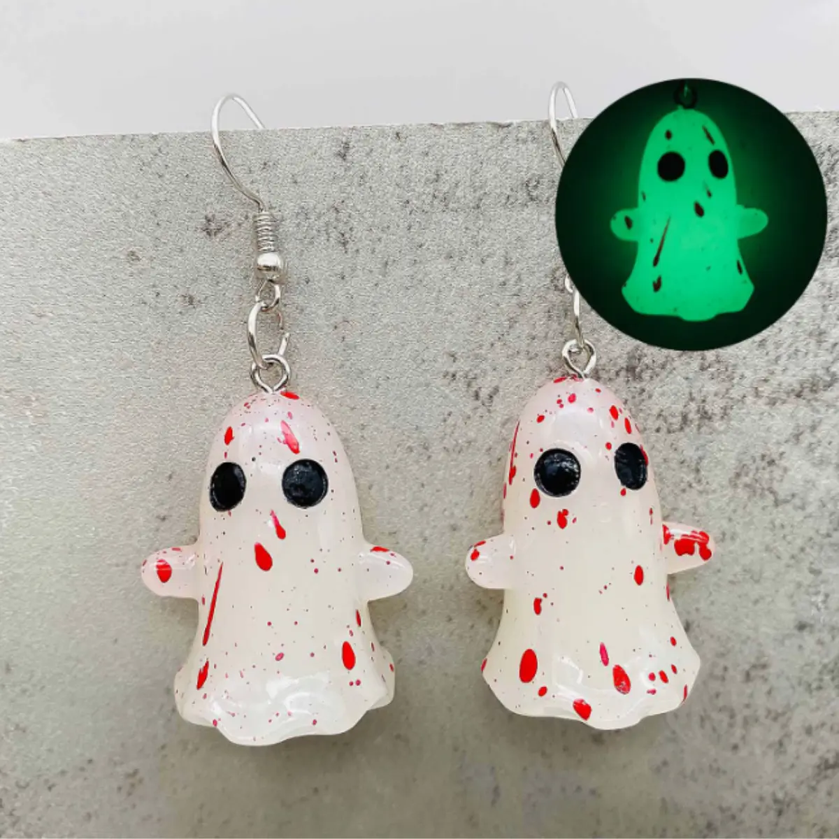 Ghost Earrings - Glow in the Dark Acrylic Halloween Earrings, Luminous Ghost Dangle Earrings for Halloween Party, Costume Accessories, Cute Spooky Jewelry Gift for Women Girls