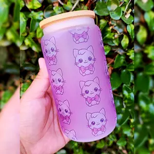 Cute Kawaii Kitty 16 oz Tumbler with Straw - Perfect for Your Drinks - Drinkware, Bottle