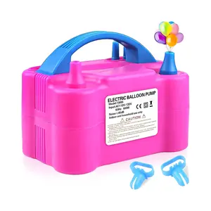 Portable dual nozzle electric air balloon pump (600W, 110V) with tying tool. Perfect for parties, decorations, and weddings. Lightweight & easy to use