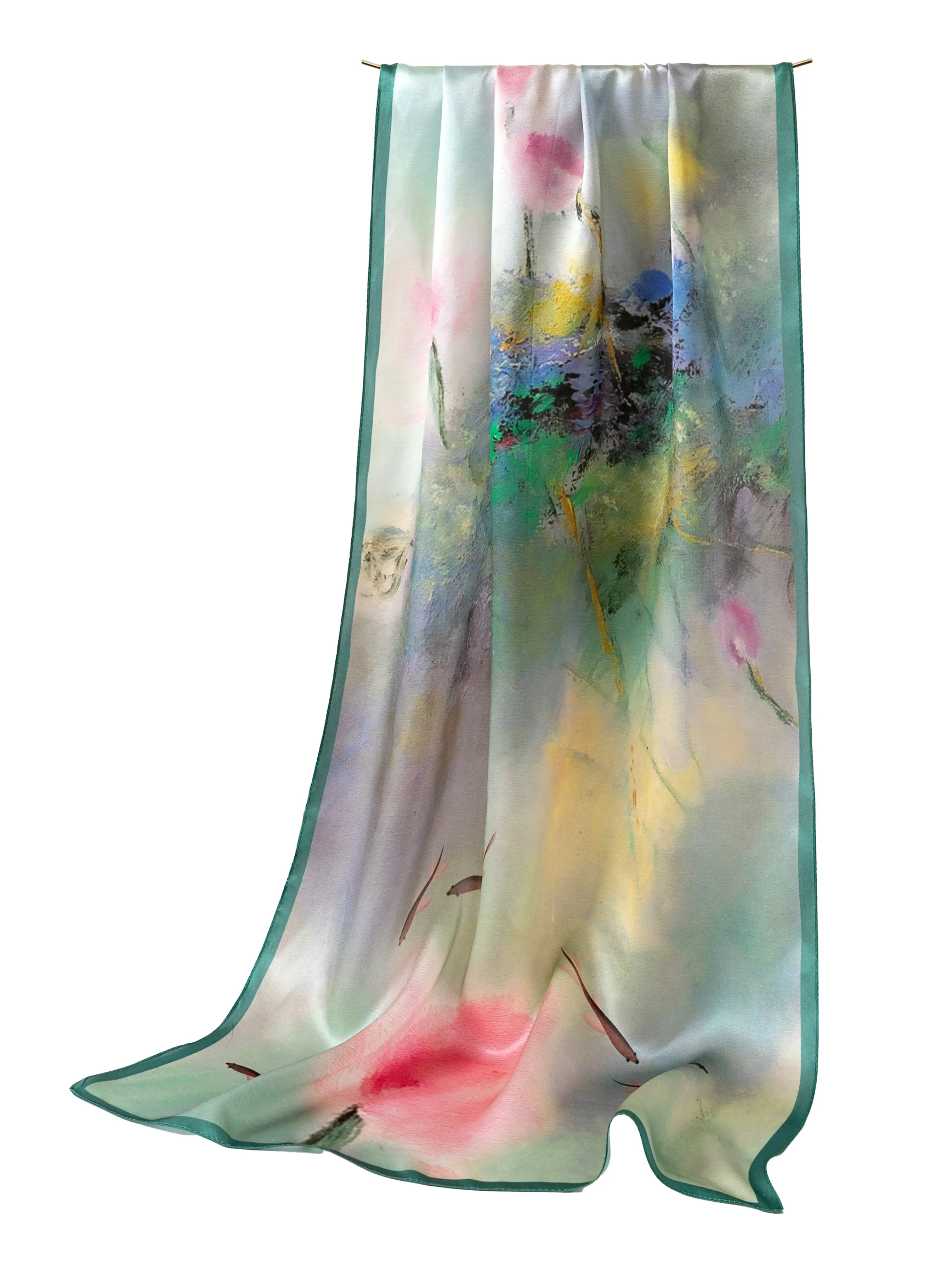 100% Silk Shawl for Women, Vintage Ink Painting Design, Lightweight and Soft, Perfect for Daily Wear, Neck Warmth, Gift Idea