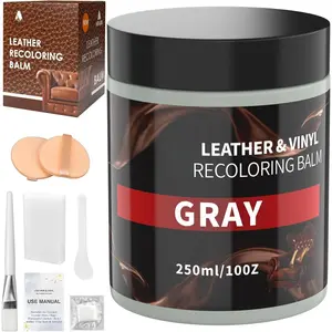 Leather Recoloring Balm, Leather Color Restorer, Leather Restorer for Couches, Leather Scratch Remover, Leather Scratch Repair, Leather Repair Kit for Furniture, Leather Dye (Gray)