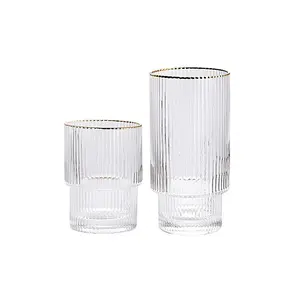1922 Stackable Gold Rim Ripple Glass Set