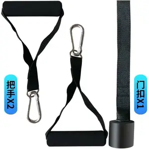 Cable Machine Attachment - Non-Slip Grips for Pulley System with Door Buckle - Durable Home Gym Handle for Pull Downs, Strength Training & Fitness Workouts | Universal Size - Black