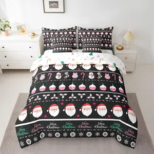 Merry Christmas Decorative Bed in a Bag Xmas Cartoon Santa Claus Snowmen Comforter Set with Sheets 7 Piece Winter New Year Bedding Set Gifts for Kids Boys Girls 2 Pillow Cases